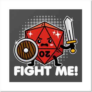 Fight Me Kawaii 20 Sided Dice Posters and Art